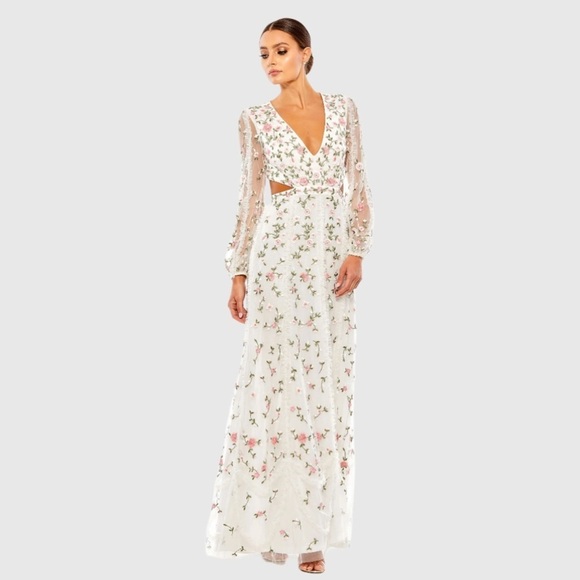 MAC DUGGAL 70159 NWT Long Sleeve Embellished Cut Out A-Line Gown - Picture 1 of 7